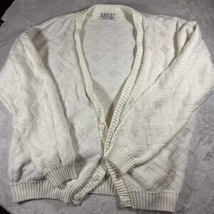 area by tag made in USA four button white cardigan grandpacore cottage core